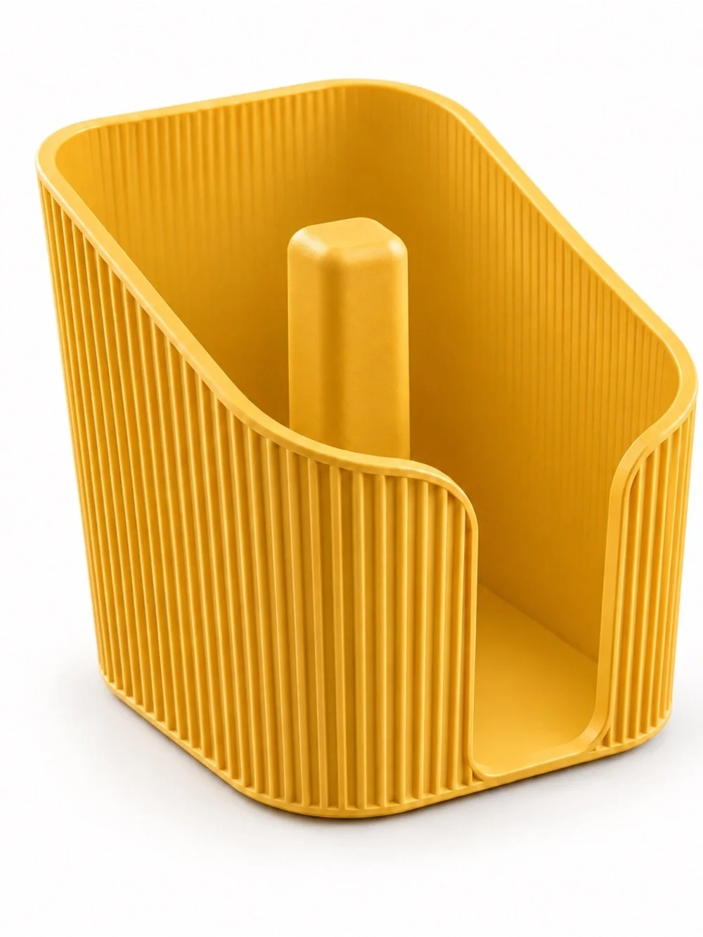 Paper Towel Holder - Kitchen Counter Organizer Yellow Vertical Ribbed